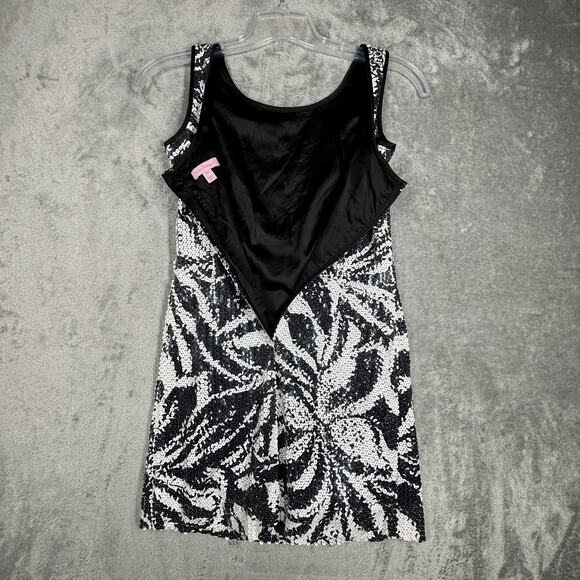 Lilly Pulitzer Dress Womens 00‎ Black White Zebra Print Sheath Sequins Going Out - Picture 4 of 9